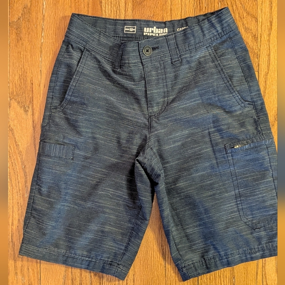 Urban Pipeline Boys Grey/Blue Cargo Shorts Size 10